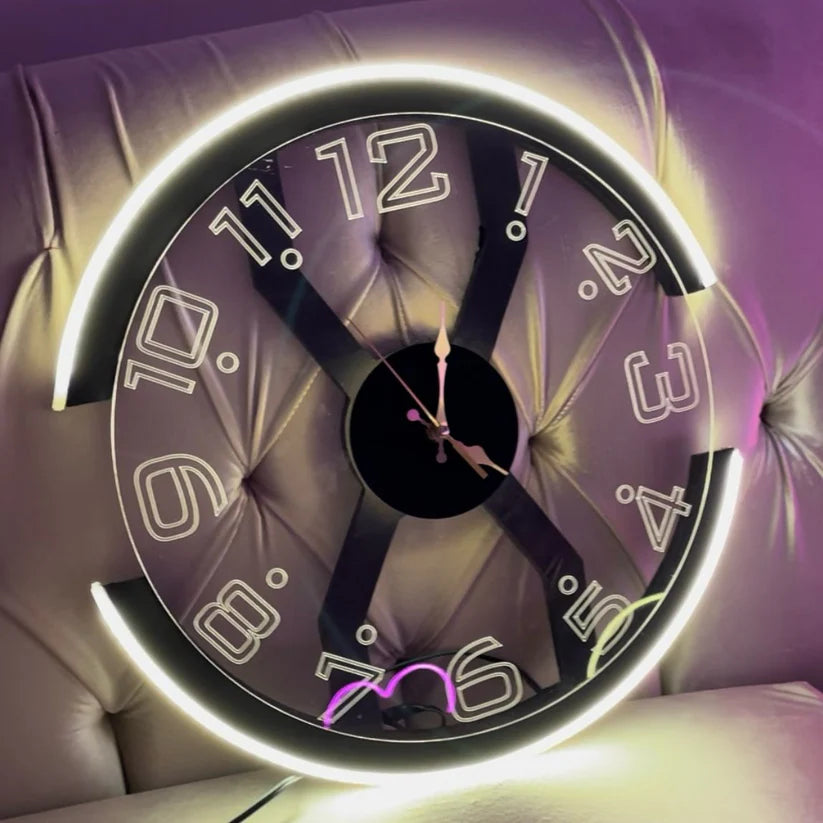 Luxury Modern Neon X Clock – LED Ambient Wall Decor